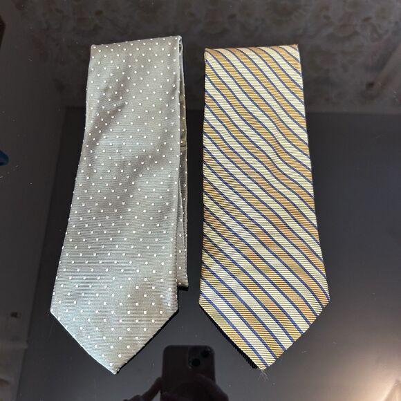 Brooks Brothers Tie Bundle 100% Silk Green Spotted Yellow Striped‎ 58” - Picture 1 of 4